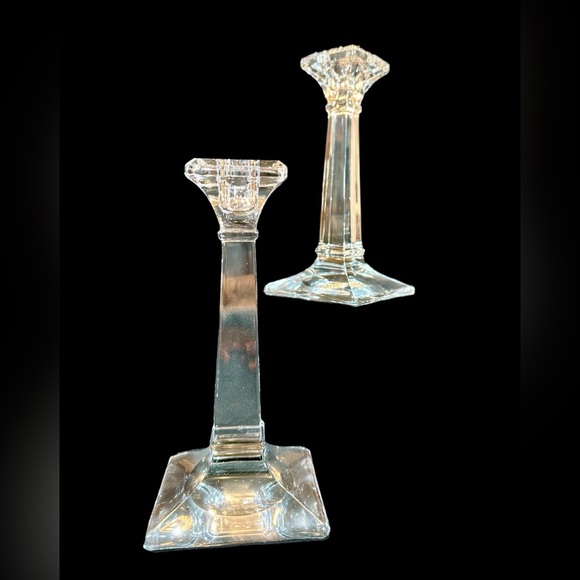 Heisey Glass Crystal Candle Sticks, Holders “Aristocratic Clear” 1909-1930s (2) - Picture 5 of 9